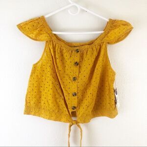 A.n.a Off the shoulder Mustard crop tie Top size L